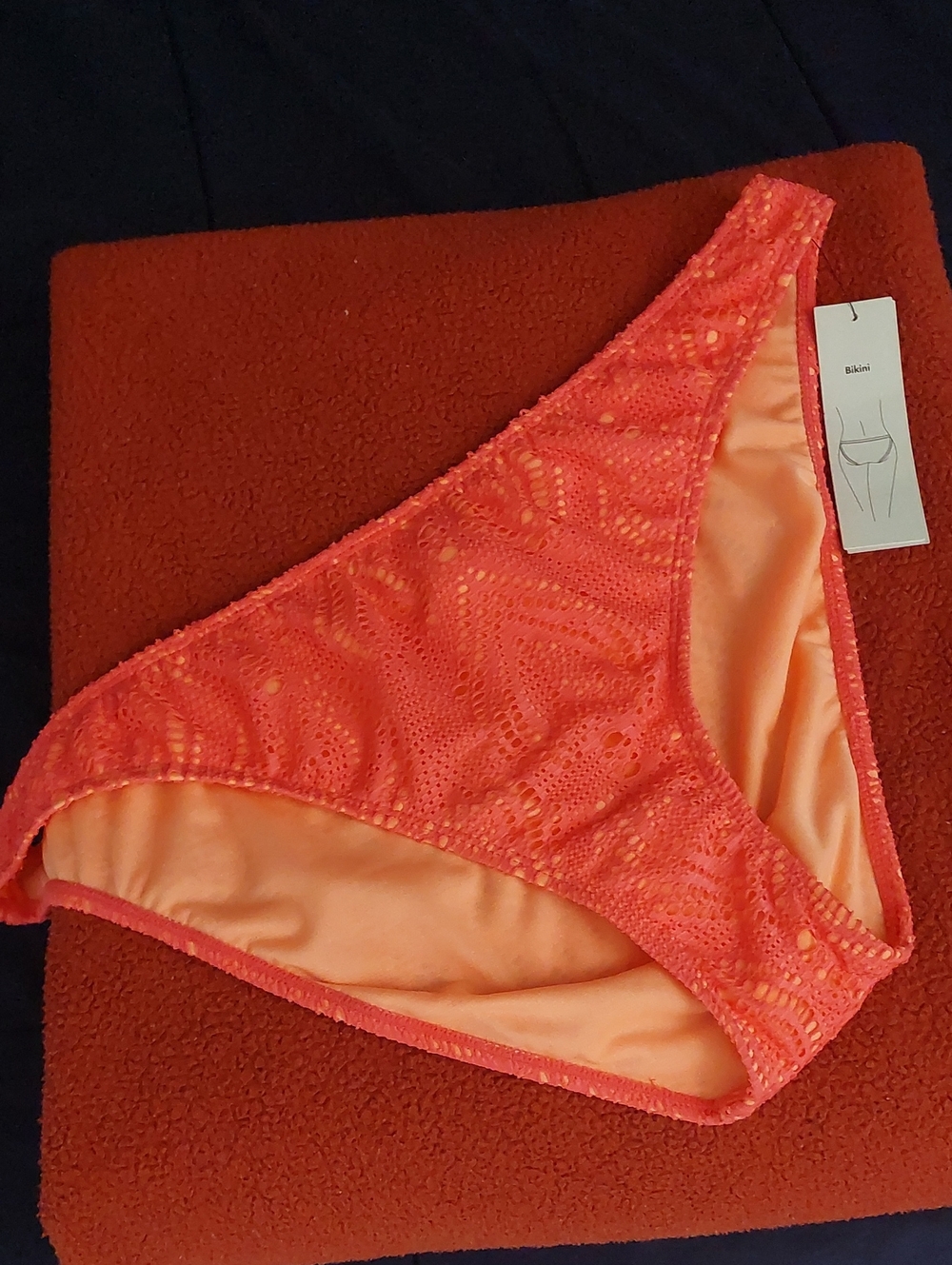 No Boundaries Coral Orange Lace Bikini Bottom